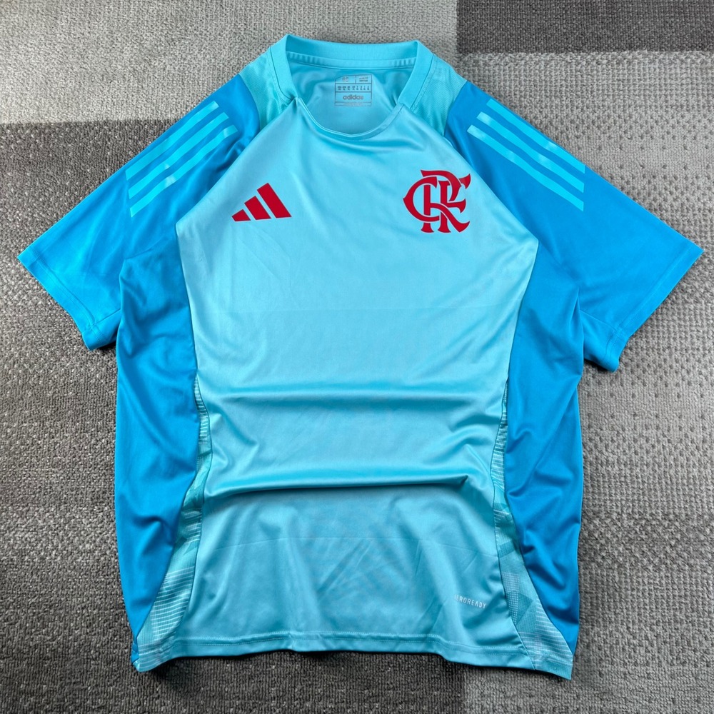 Adidas CR Flamengo Soccer Training Jersey Mens XL Slim Fit Blue Turquoise 2024